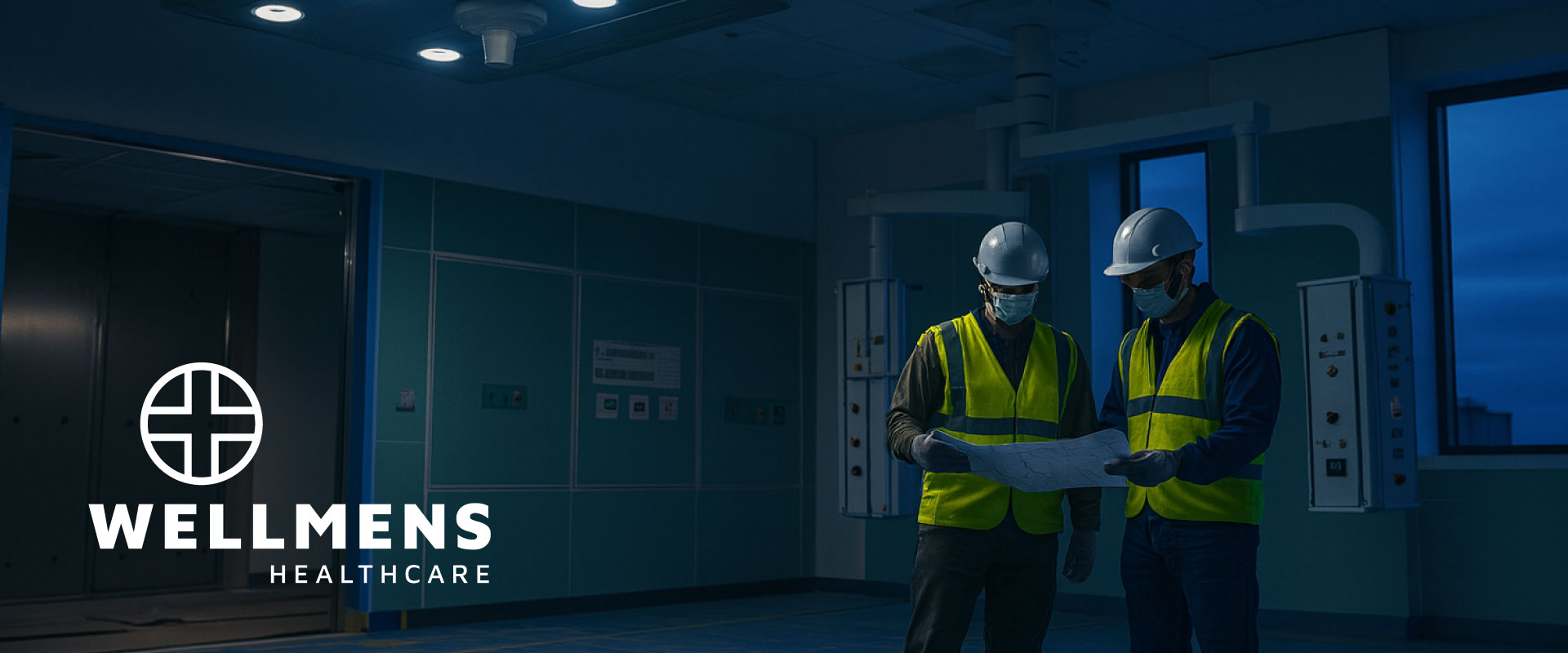 Healthcare project montage — theatres, imaging and ward refurb under sealed containment