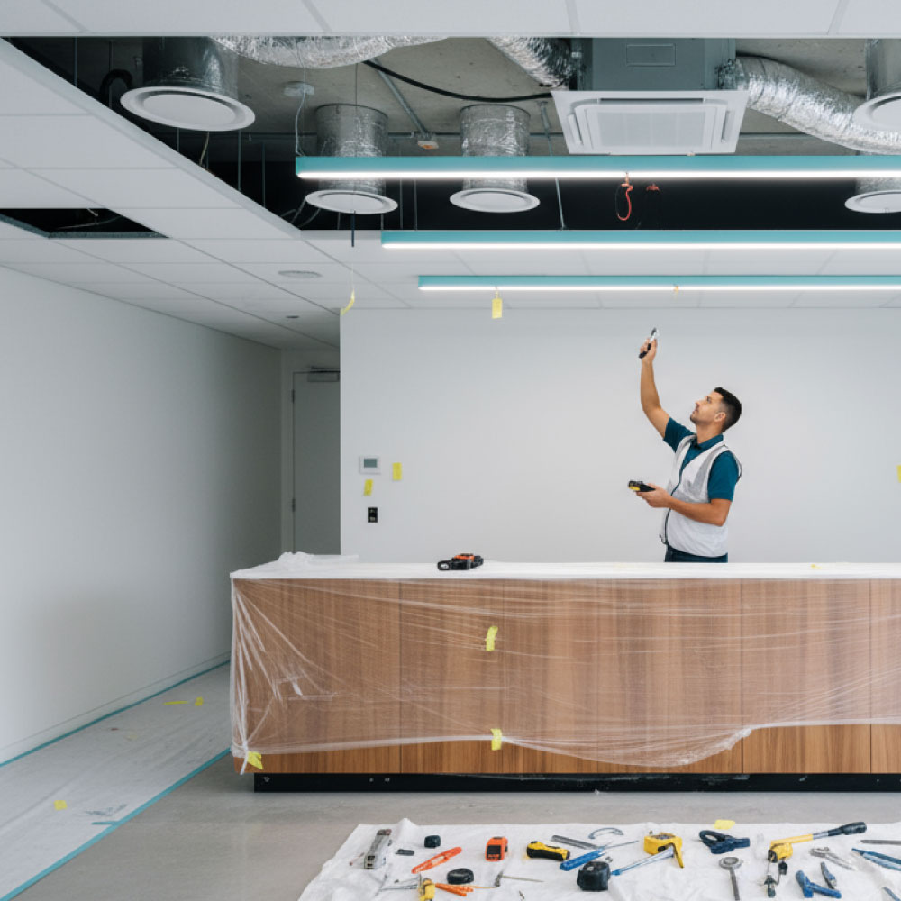 High quality fit-out nearing completion under protection